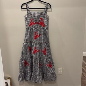 Gingham Dress Maxi with Lobsters